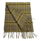 100% Cashmere Scarf - Made in Scotland - Grey Yellow Checked Design